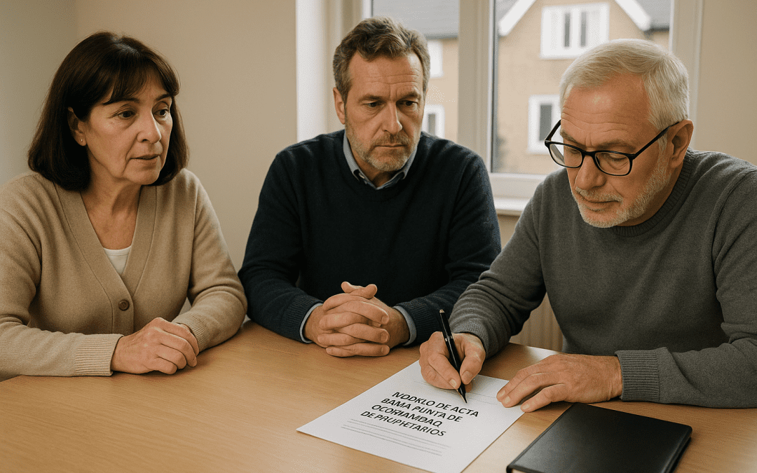 Modelo de acta para junta de comunidad de propietarios 2025